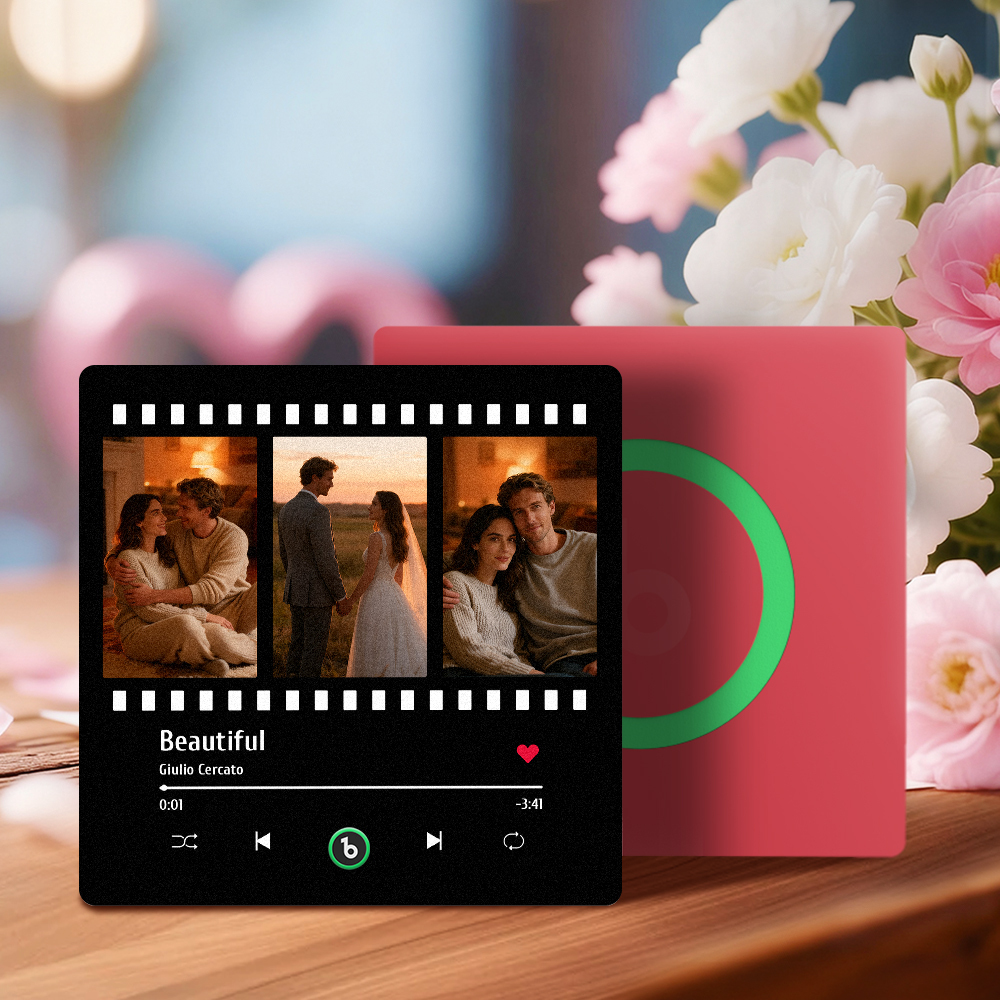 New 4.0 Upgrade Custom Music Fridge Magnet Colorful Frame Album Fridge Magnet Can Play Songs Gift for Couple Can Upload Your Music