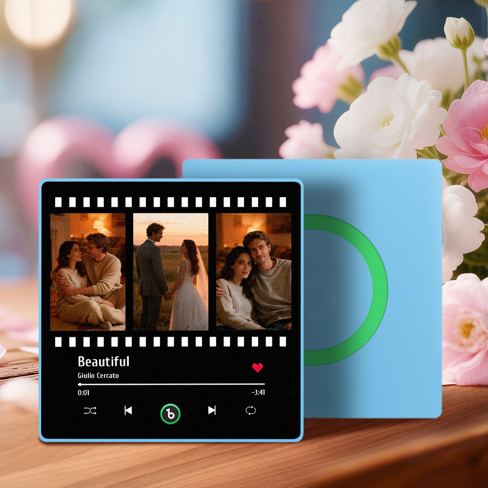 New 4.0 Upgrade Custom Music Fridge Magnet Colorful Frame Album Fridge Magnet Can Play Songs Gift for Couple Can Upload Your Music