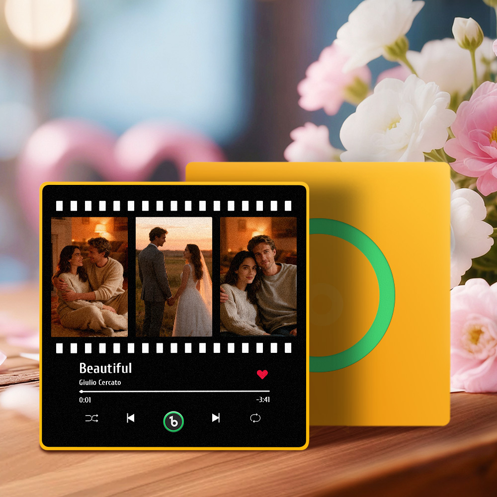 New 4.0 Upgrade Custom Music Fridge Magnet Colorful Frame Album Fridge Magnet Can Play Songs Gift for Couple Can Upload Your Music