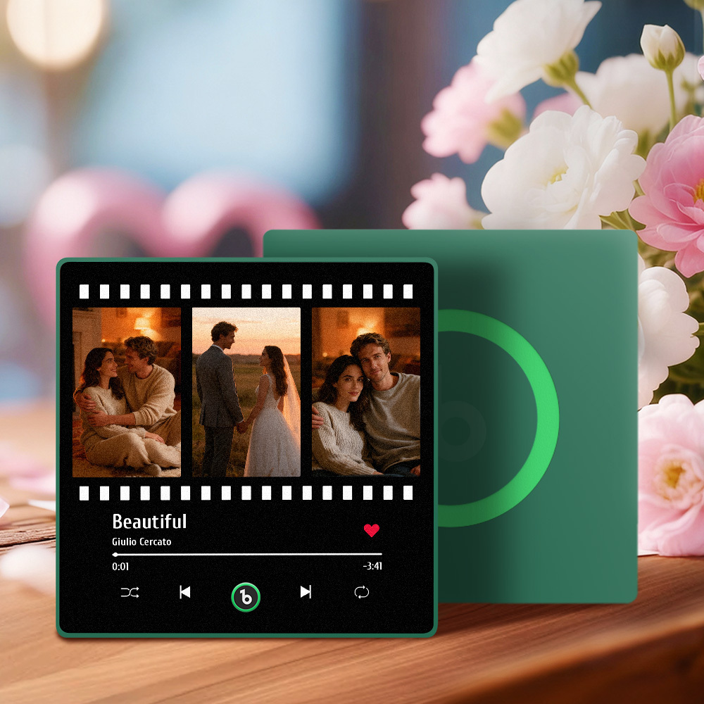 New 4.0 Upgrade Custom Music Fridge Magnet Colorful Frame Album Fridge Magnet Can Play Songs Gift for Couple Can Upload Your Music