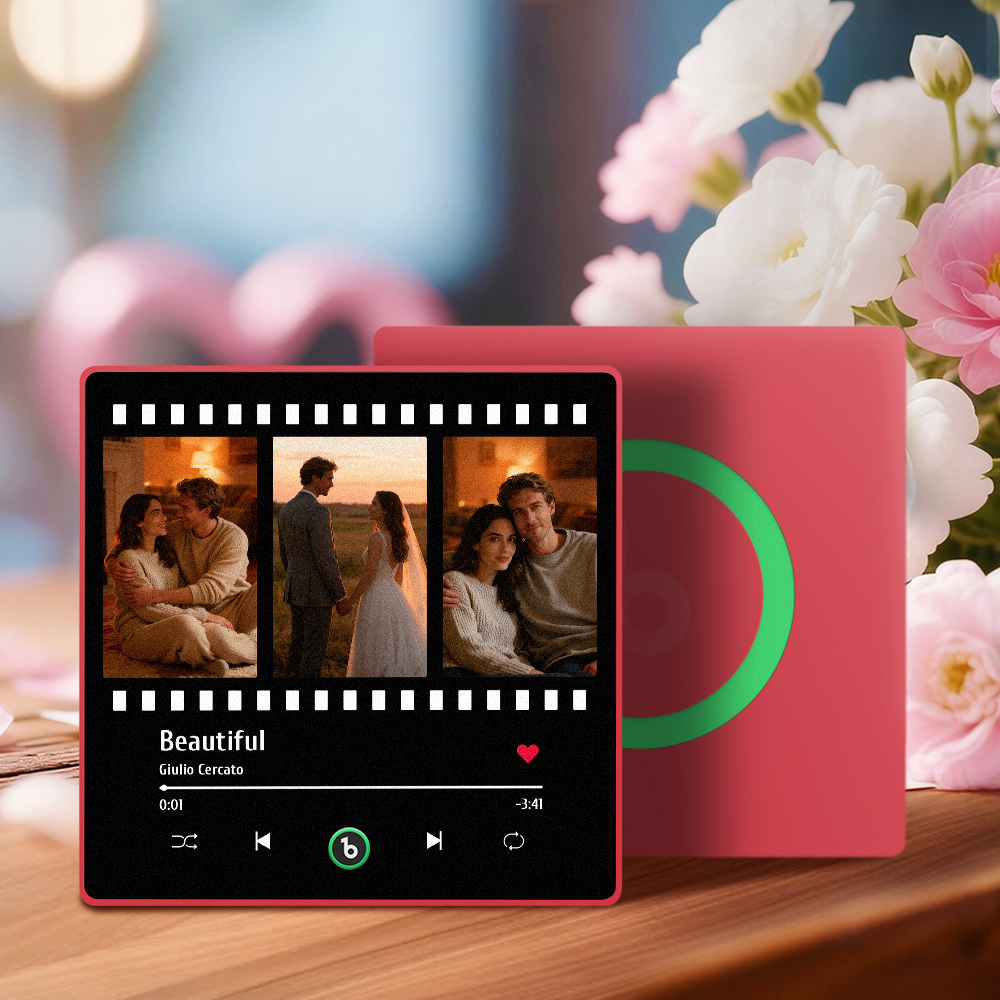 New 4.0 Upgrade Custom Music Fridge Magnet Colorful Frame Album Fridge Magnet Can Play Songs Gift for Couple Can Upload Your Music