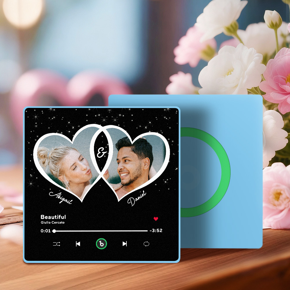 New 4.0 Upgrade Custom Music Fridge Magnet Colorful Frame Album Fridge Magnet Can Play Songs Gift for Couple Can Upload Your Music