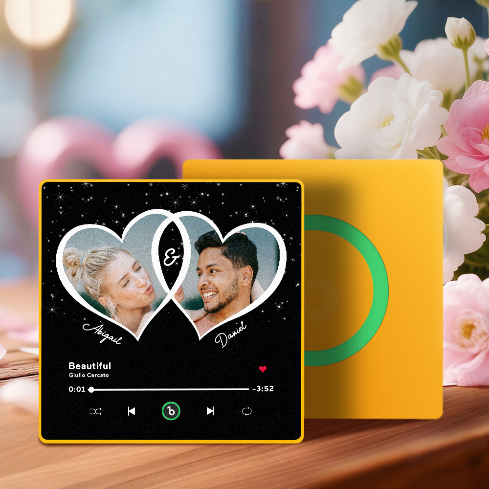 New 4.0 Upgrade Custom Music Fridge Magnet Colorful Frame Album Fridge Magnet Can Play Songs Gift for Couple Can Upload Your Music