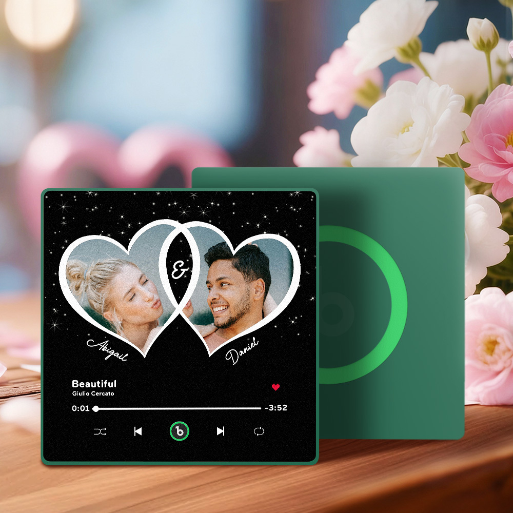 New 4.0 Upgrade Custom Music Fridge Magnet Colorful Frame Album Fridge Magnet Can Play Songs Gift for Couple Can Upload Your Music