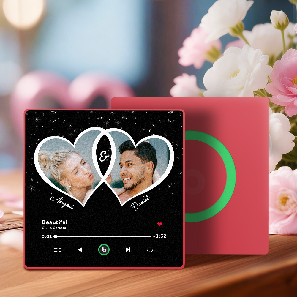 New 4.0 Upgrade Custom Music Fridge Magnet Colorful Frame Album Fridge Magnet Can Play Songs Gift for Couple Can Upload Your Music