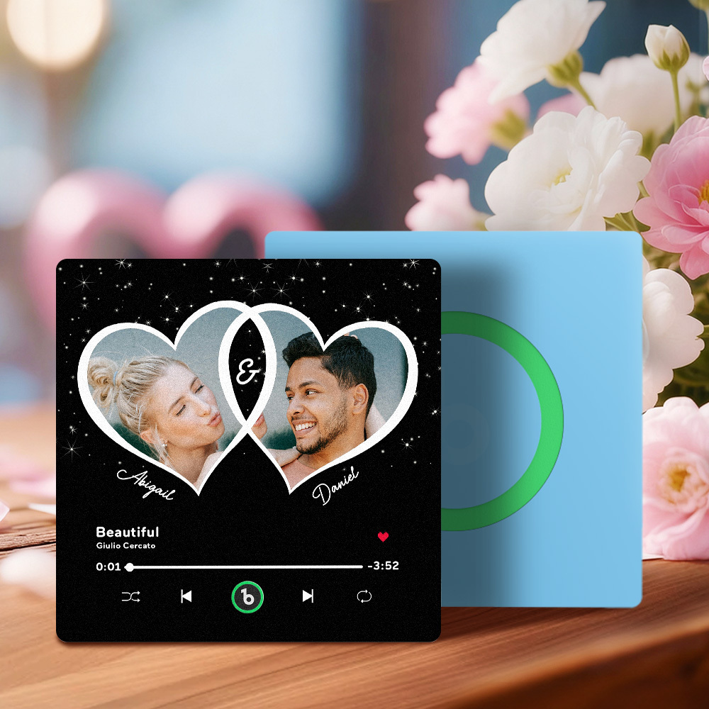 New 4.0 Upgrade Custom Music Fridge Magnet Colorful Frame Album Fridge Magnet Can Play Songs Gift for Couple Can Upload Your Music