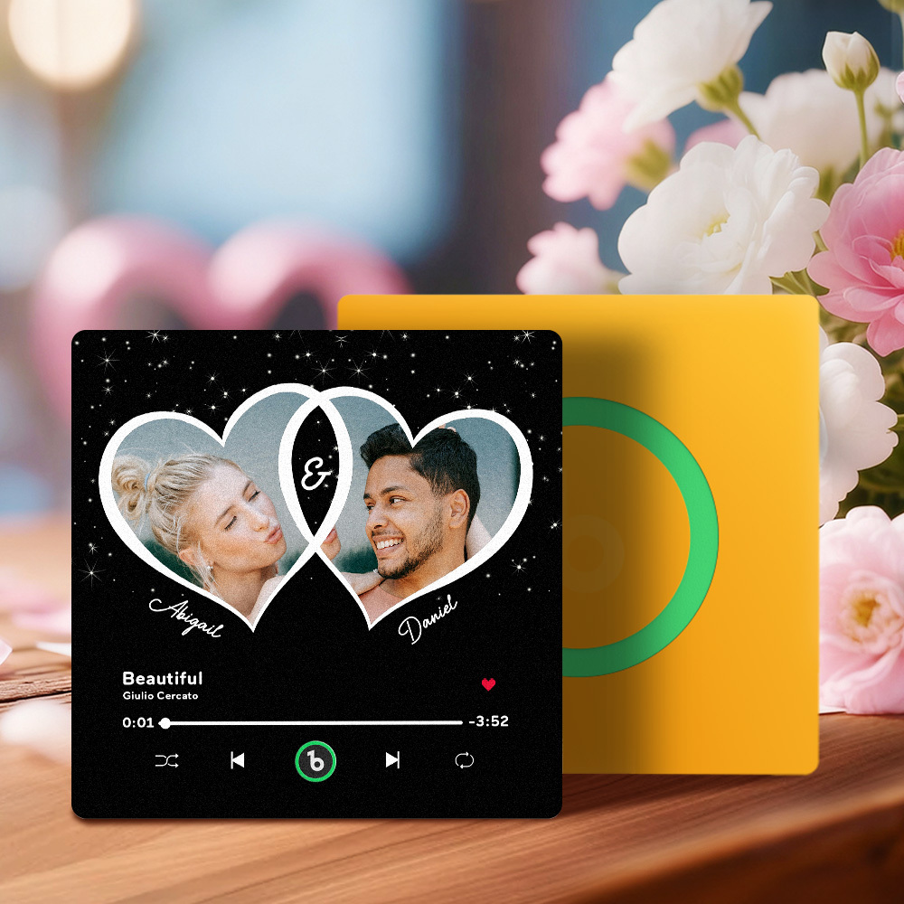 New 4.0 Upgrade Custom Music Fridge Magnet Colorful Frame Album Fridge Magnet Can Play Songs Gift for Couple Can Upload Your Music