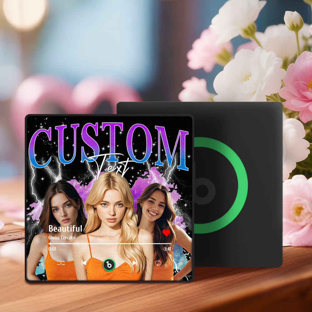 New 4.0 Upgrade Custom Music Fridge Magnet Colorful Frame Album Fridge Magnet Can Play Songs Gift for Couple Can Upload Your Music