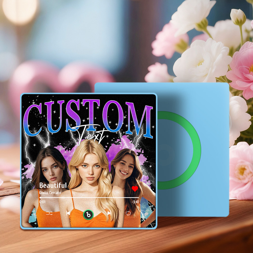 New 4.0 Upgrade Custom Music Fridge Magnet Colorful Frame Album Fridge Magnet Can Play Songs Gift for Couple Can Upload Your Music