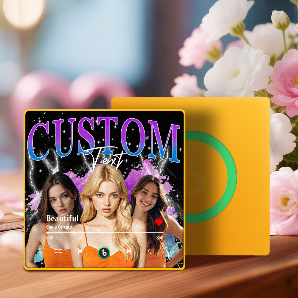 New 4.0 Upgrade Custom Music Fridge Magnet Colorful Frame Album Fridge Magnet Can Play Songs Gift for Couple Can Upload Your Music