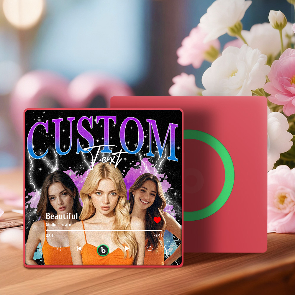 New 4.0 Upgrade Custom Music Fridge Magnet Colorful Frame Album Fridge Magnet Can Play Songs Gift for Couple Can Upload Your Music