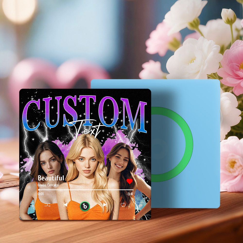 New 4.0 Upgrade Custom Music Fridge Magnet Colorful Frame Album Fridge Magnet Can Play Songs Gift for Couple Can Upload Your Music