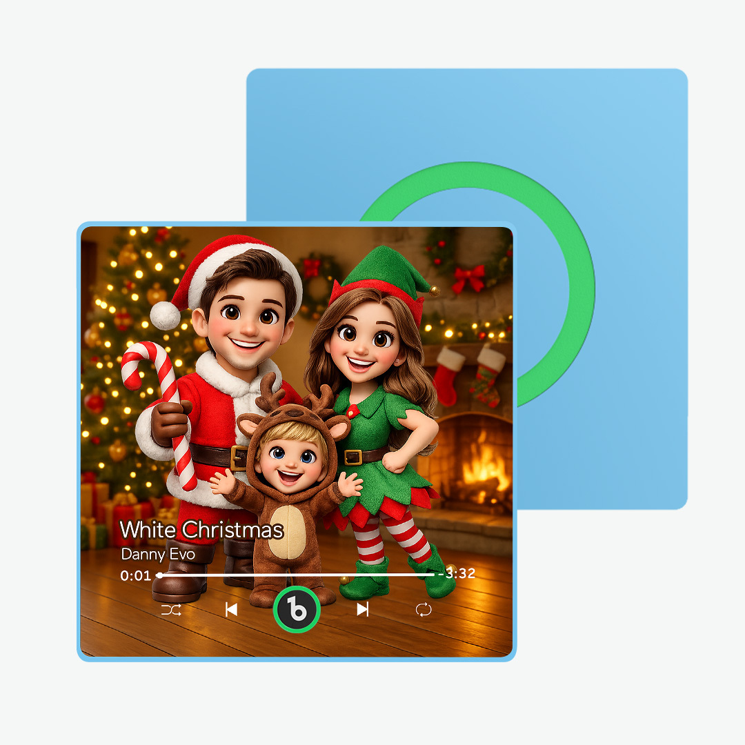 Personalized Family Christmas Caricature Portrait Music Fridge Magnet