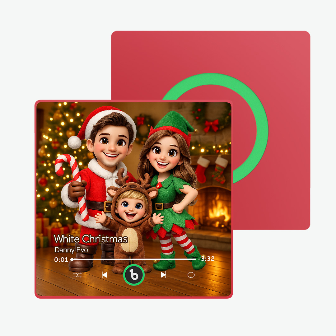 Personalized Family Christmas Caricature Portrait Music Fridge Magnet