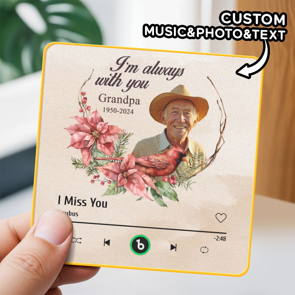 Custom Music Fridge Magnet Personalized Colorful Frame Album Fridge Magnet Can Play Songs Memorial Gift -I'm Always with You - MyFaceBoxer
