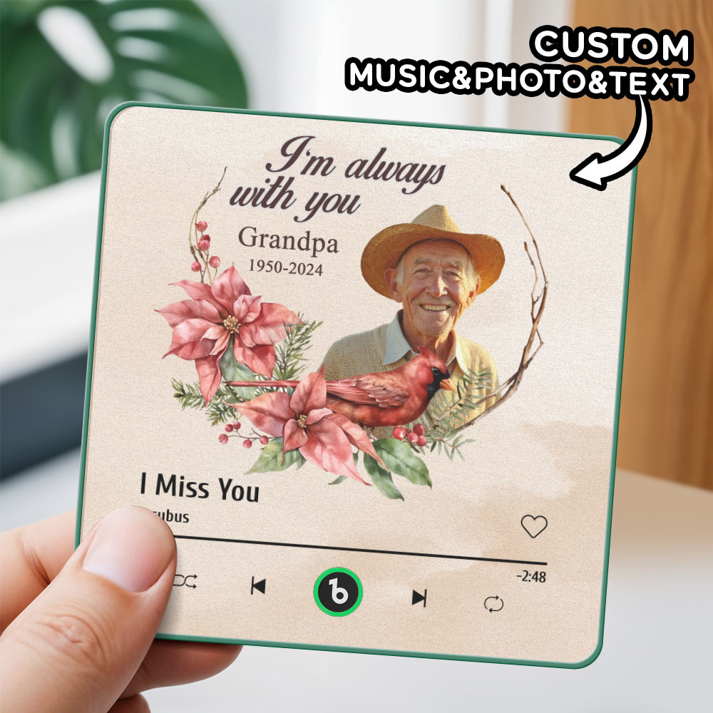 Custom Music Fridge Magnet Personalized Colorful Frame Album Fridge Magnet Can Play Songs Memorial Gift -I'm Always with You - MyFaceBoxer