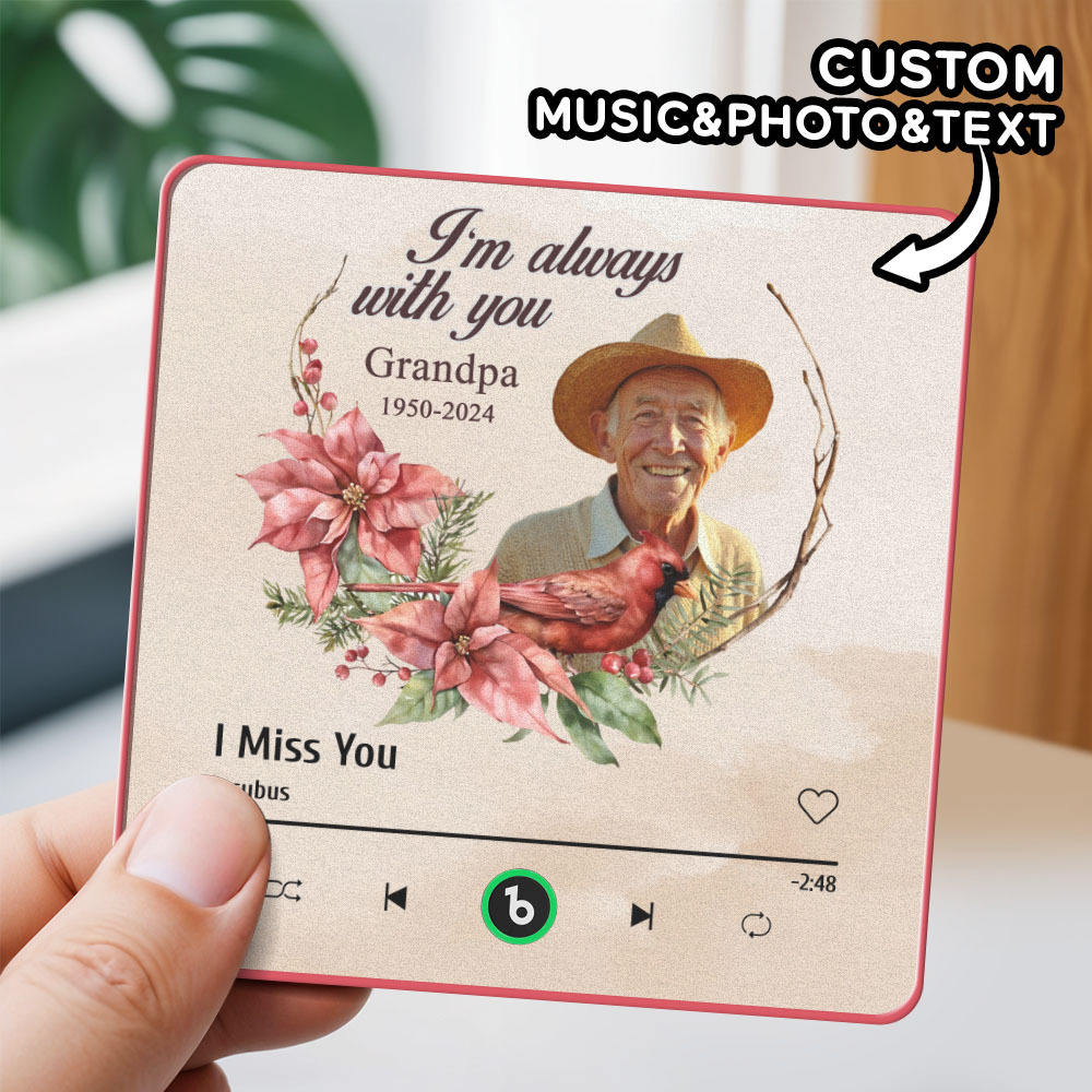 Custom Music Fridge Magnet Personalized Colorful Frame Album Fridge Magnet Can Play Songs Memorial Gift -I'm Always with You - MyFaceBoxer