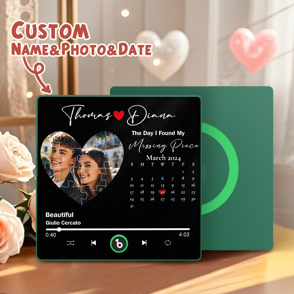 New 4.0 Upgrade Custom Music Fridge Magnet Colorful Frame Album Fridge Magnet Can Play Songs Gift for Couple Can Upload Your Music