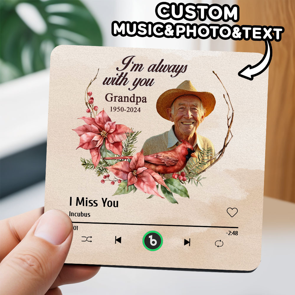 Custom Music Fridge Magnet Personalized Colorful Frame Album Fridge Magnet Can Play Songs Memorial Gift -I'm Always with You - MyFaceBoxer
