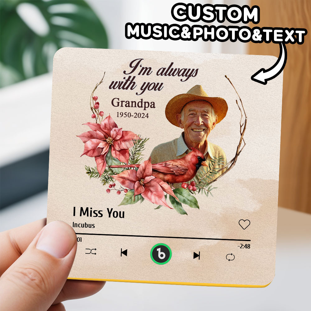 Custom Music Fridge Magnet Personalized Colorful Frame Album Fridge Magnet Can Play Songs Memorial Gift -I'm Always with You - MyFaceBoxer