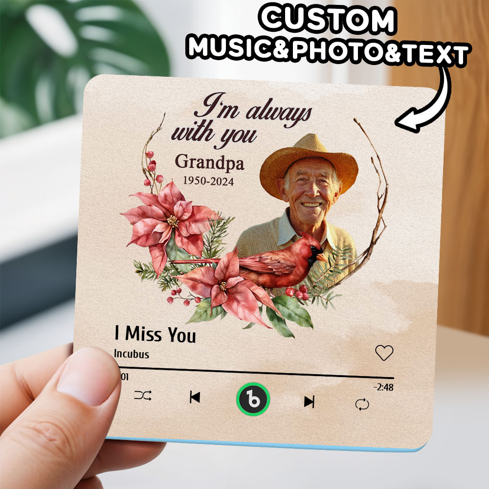 Custom Music Fridge Magnet Personalized Colorful Frame Album Fridge Magnet Can Play Songs Memorial Gift -I'm Always with You - MyFaceBoxer