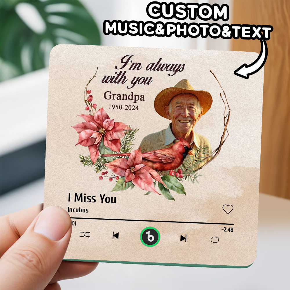 Custom Music Fridge Magnet Personalized Colorful Frame Album Fridge Magnet Can Play Songs Memorial Gift -I'm Always with You - MyFaceBoxer
