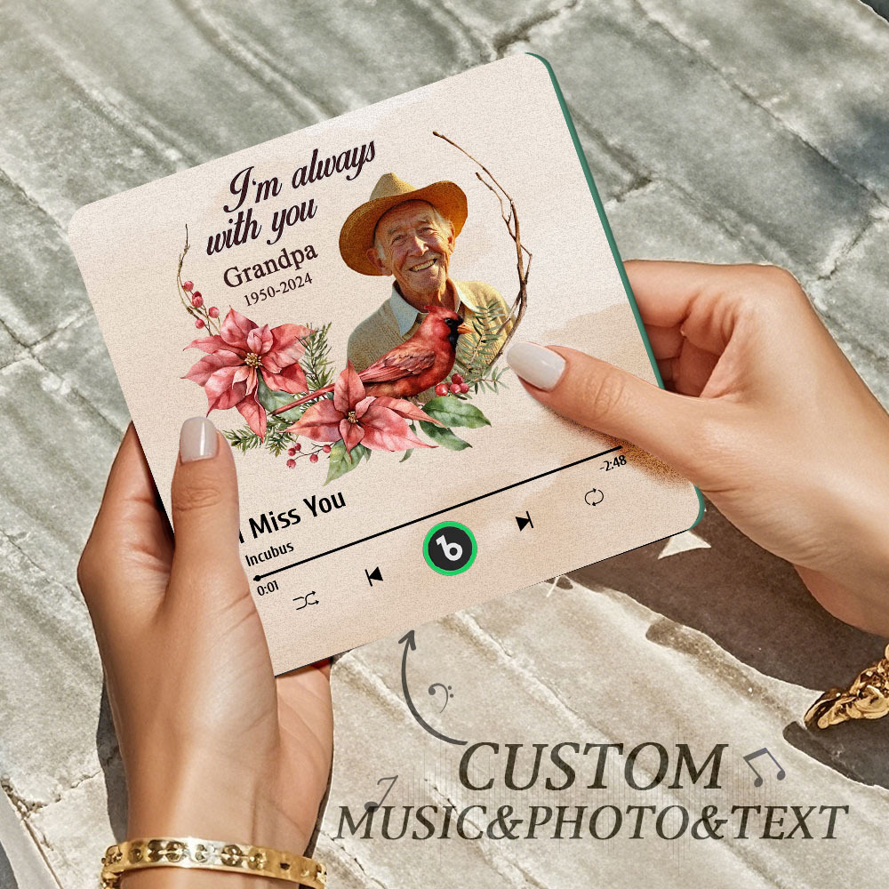 Custom Music Fridge Magnet Personalized Colorful Frame Album Fridge Magnet Can Play Songs Memorial Gift -I'm Always with You - MyFaceBoxer