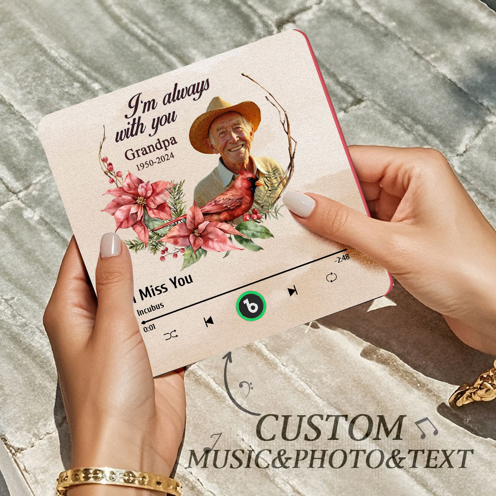 Custom Music Fridge Magnet Personalized Colorful Frame Album Fridge Magnet Can Play Songs Memorial Gift -I'm Always with You - MyFaceBoxer