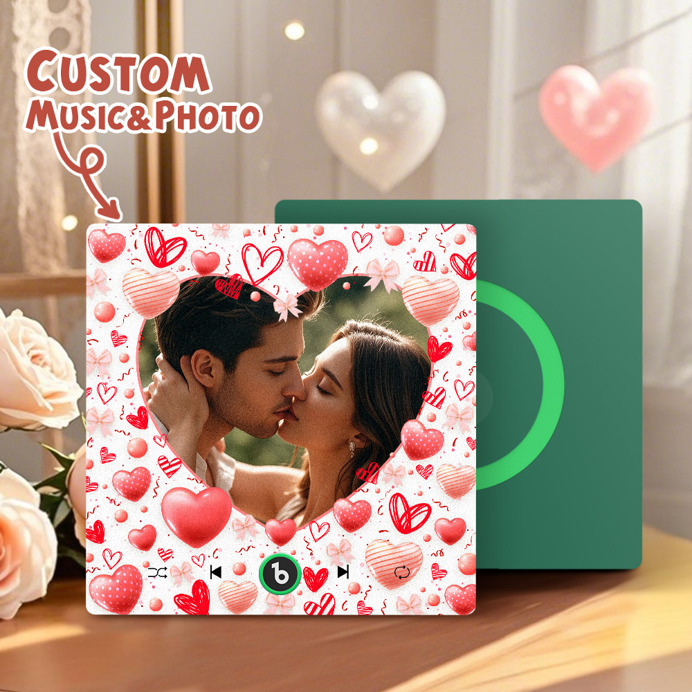 New 4.0 Upgrade Custom Music Fridge Magnet Colorful Frame Album Fridge Magnet Can Play Songs Gift for Couple Can Upload Your Music