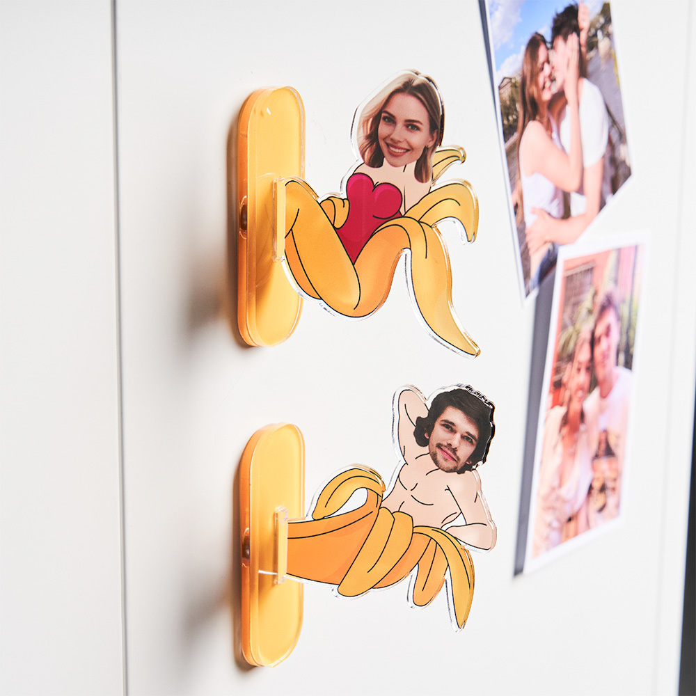Custom Funny Face Fridge Magnet Personalized Acrylic Fridge Magnet Gift for Couple - MyFaceBoxer