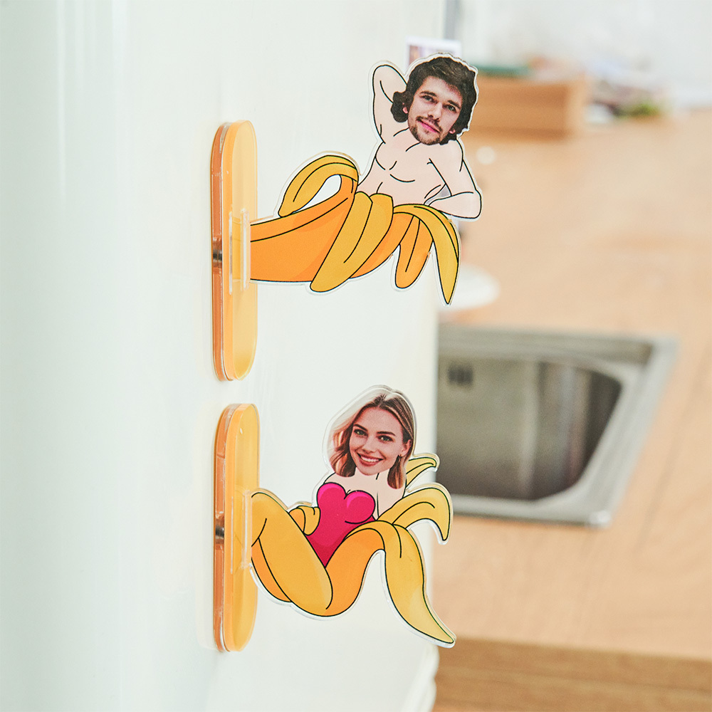 Custom Funny Face Fridge Magnet Personalized Acrylic Fridge Magnet Gift for Couple - MyFaceBoxer