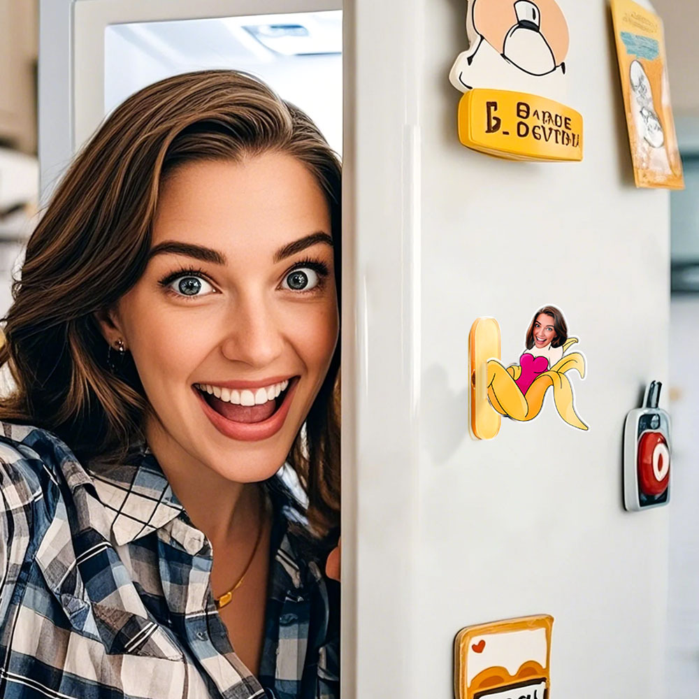 Custom Funny Face Fridge Magnet Personalized Acrylic Fridge Magnet Gift for Couple - MyFaceBoxer