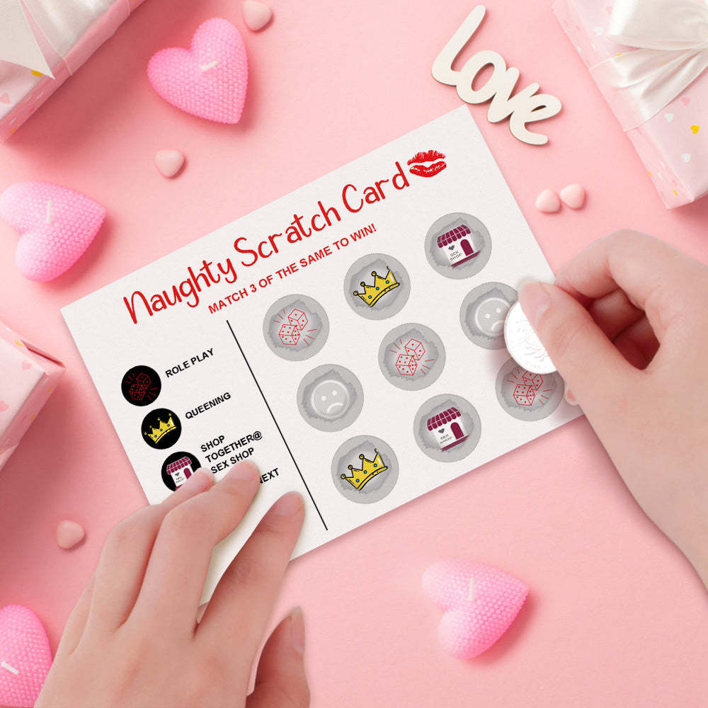 Naughty Scratch Card Funny Valentine's Day Scratch off Card Match 3 to Win Card - MyFaceBoxer
