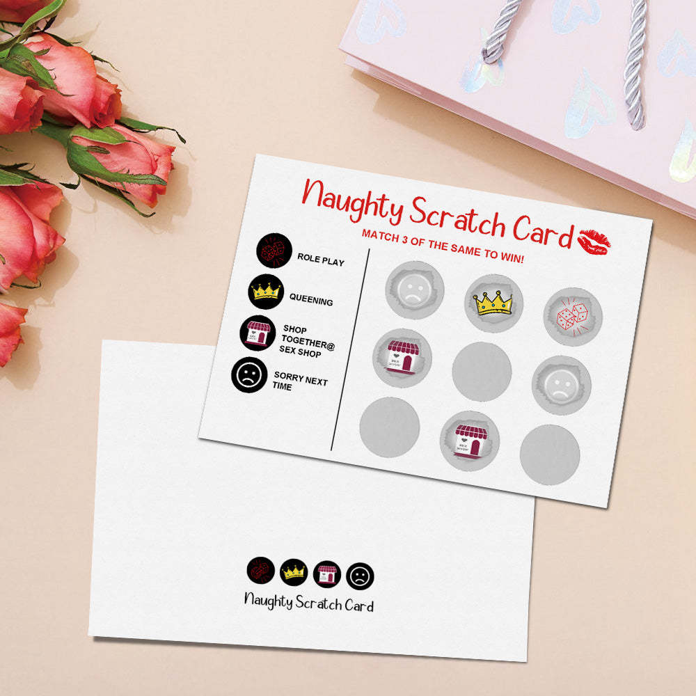 Naughty Scratch Card Funny Valentine's Day Scratch off Card Match 3 to Win Card - MyFaceBoxer