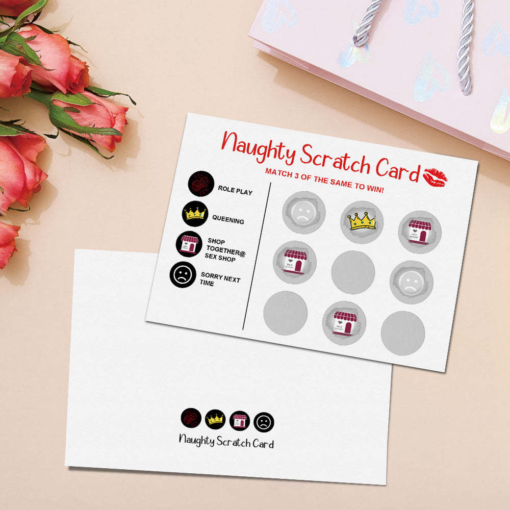 Naughty Scratch Card Funny Valentine's Day Scratch off Card Match 3 to Win Card - MyFaceBoxer