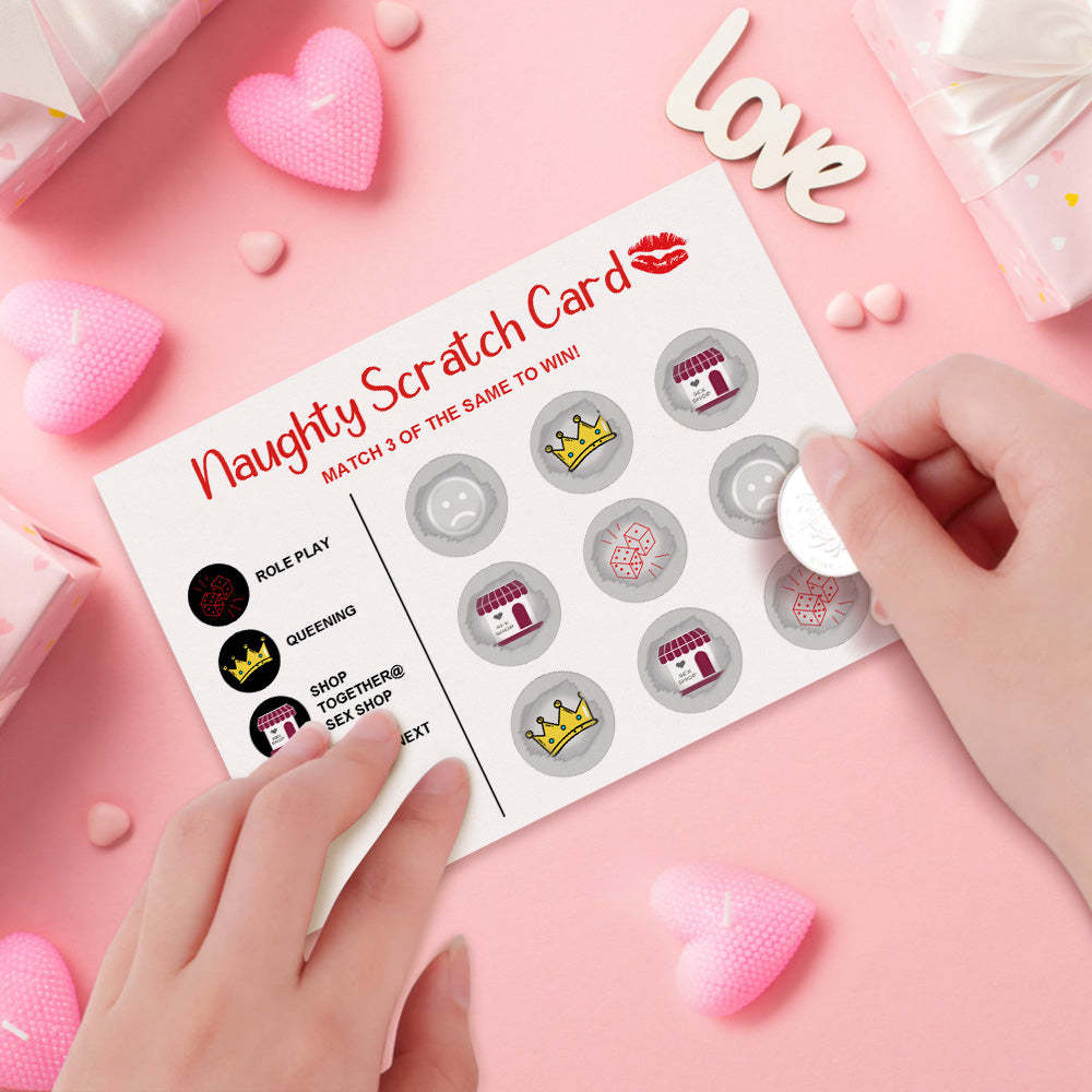 Naughty Scratch Card Funny Valentine's Day Scratch off Card Match 3 to Win Card - MyFaceBoxer
