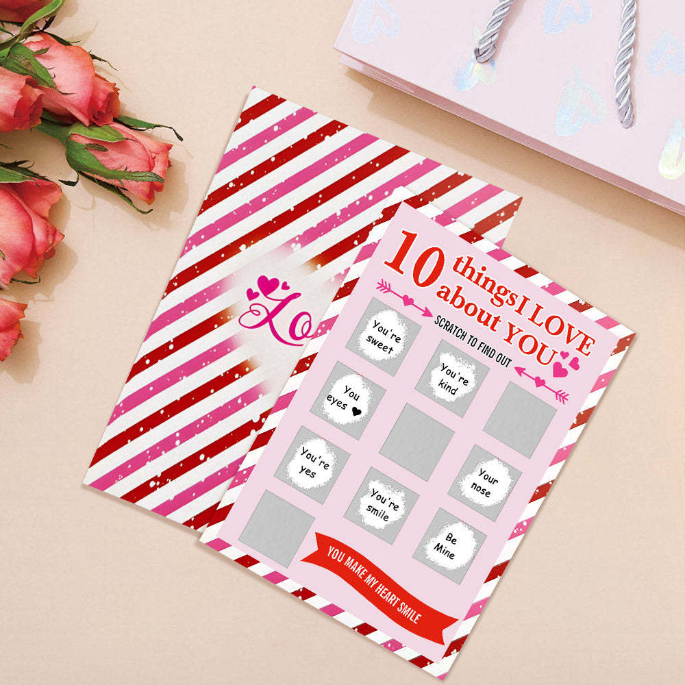 10 Things I Love About You Scratch Card Valentine's Day Scratch off Card - MyFaceBoxer