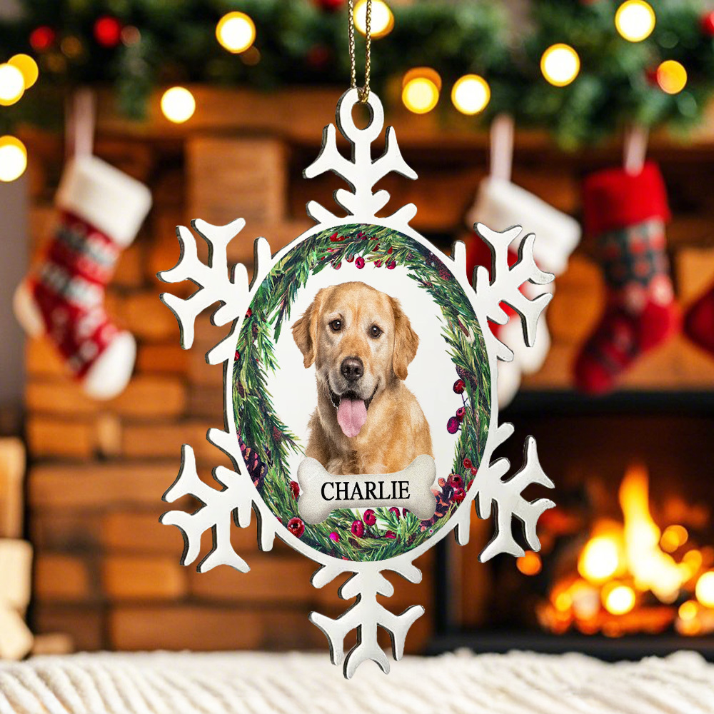 Custom Photo Memorial Ornament Personalized Snowflake Stainless Steel Christmas Ornament I'm Always With You - MyFaceBoxer