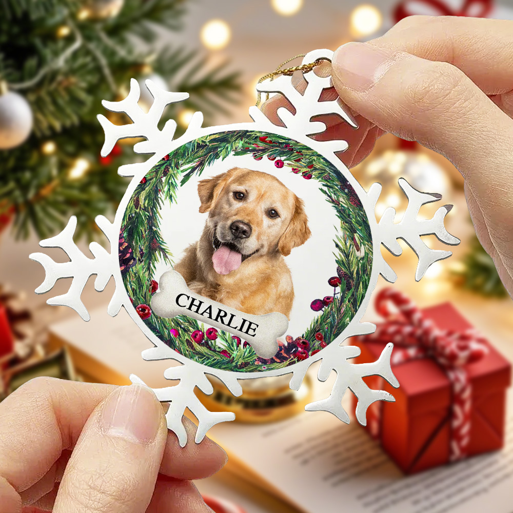 Custom Photo Memorial Ornament Personalized Snowflake Stainless Steel Christmas Ornament I'm Always With You - MyFaceBoxer
