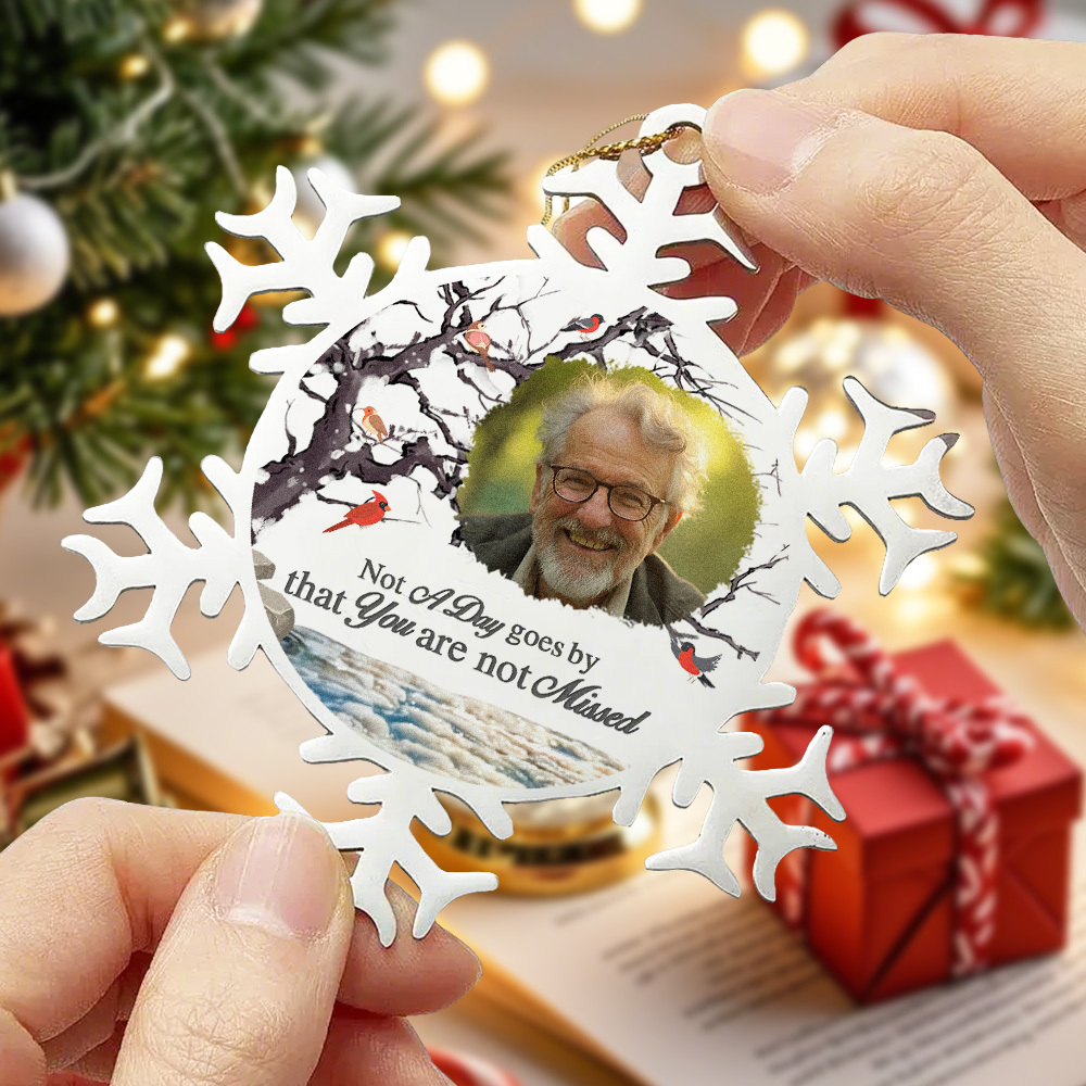 Custom Photo Memorial Ornament Personalized Snowflake Stainless Steel Christmas Ornament I'm Always With You - MyFaceBoxer