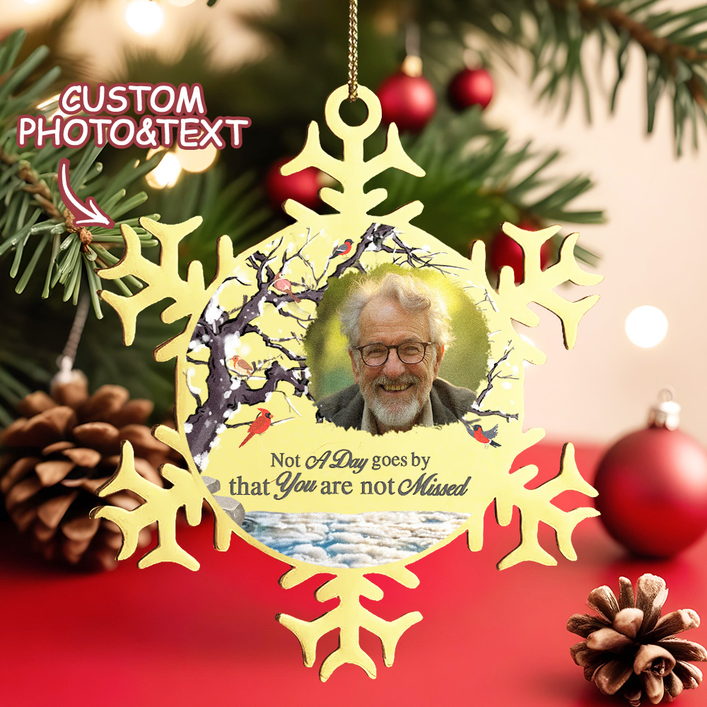 Custom Photo Memorial Ornament Personalized Snowflake Stainless Steel Christmas Ornament I'm Always With You - MyFaceBoxer