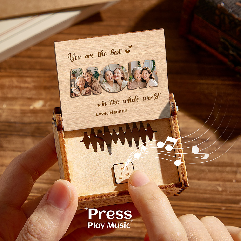 Personalized Wooden Photo Music Box Custom Best Mom Music Box Gift for Mother - MyFaceBoxer