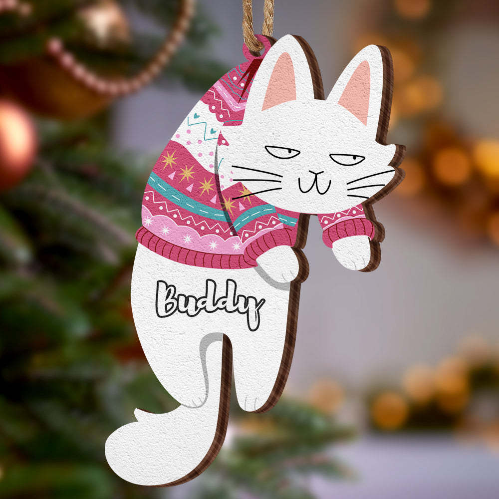 Personalized Wooden Ornament Hanging Cat Christmas Gifts