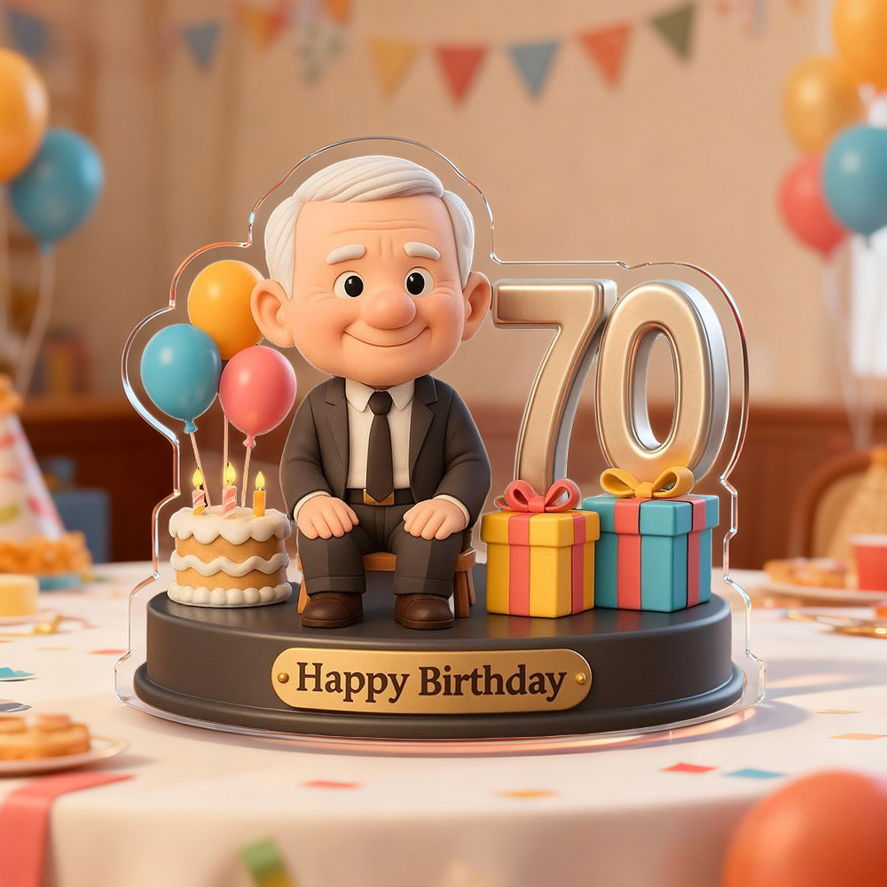 Birthday Gifts for Him Custom Photo Cartoon Birthday Themed Acrylic Figurines 2D Look 3D Pop
