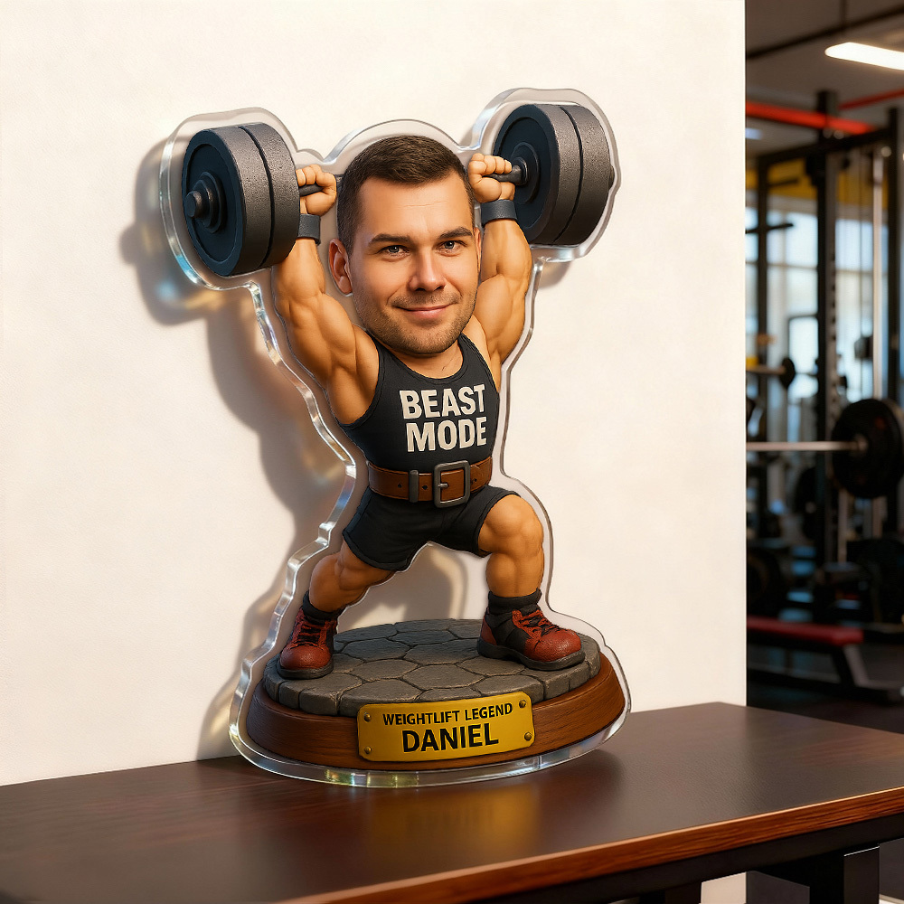 Personalized Acrylic Cartoon Fitness Figurine Ornament 2D Look 3D Pop