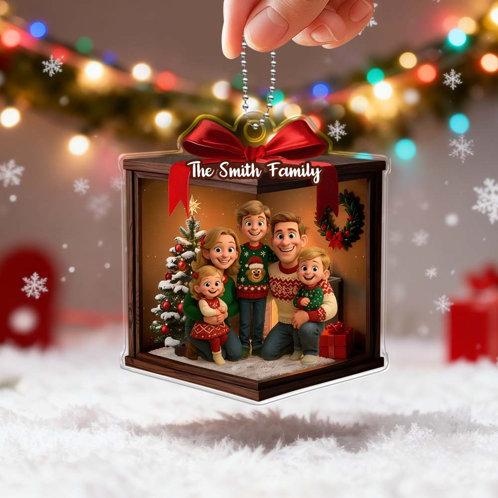 Custom Photo Acrylic Ornament - Personalized Christmas Birthday Gifts For Mom, Dad, Brother, Sister, Kids - Cherishing The Bond That Built Us