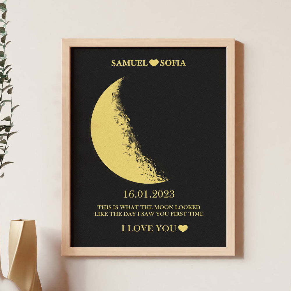 Custom Moon Phase and Names Wooden Frame with Your Text - MyFaceBoxer