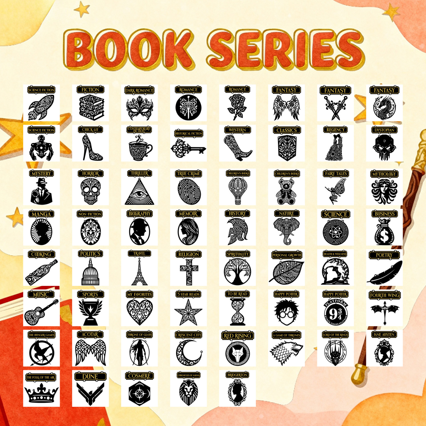 Handcrafted Bookshelf Dividers, Tavern Bookshelf Signs, Home Library Decor, Book Gift, Library Organizers, Reader Gift