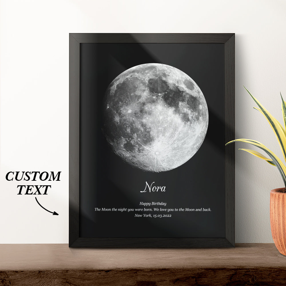 Custom Moon Phase Wooden Frame with Personalized Name and Text - MyFaceBoxer