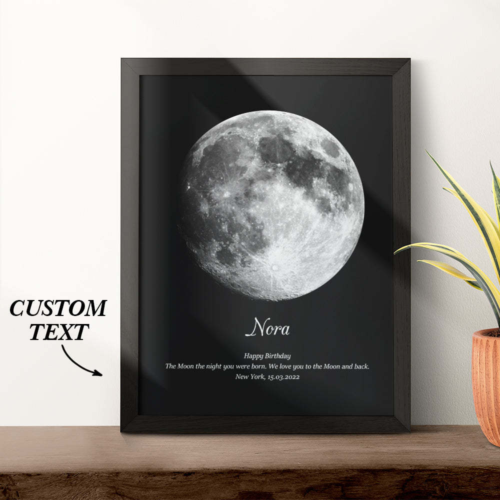 Custom Moon Phase Wooden Frame with Personalized Name and Text - MyFaceBoxer